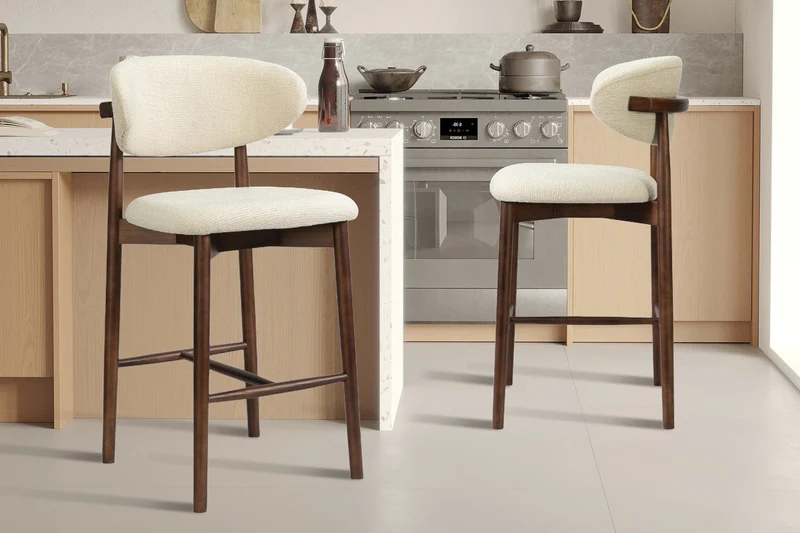 Chaise de comptoir 'Clara' Frêne Noyer - Ote Milan 103 Beige - 5700_2