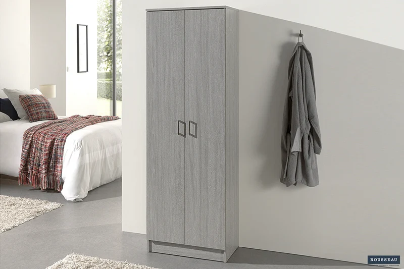 Armoire de rangement 'Ray' 2 portes et 4 étagères Chêne gris - 6403_5