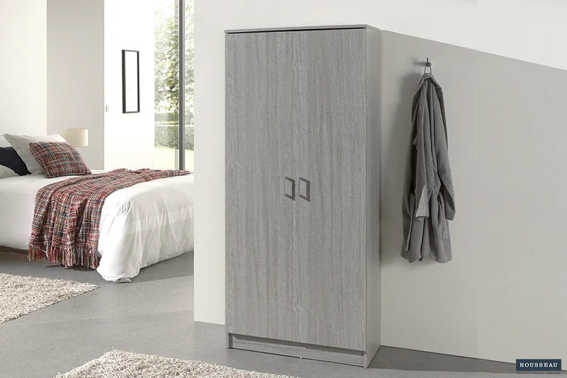 Armoire de rangement 'Ray' 2 portes et 4 étagères Chêne gris - 6405_5