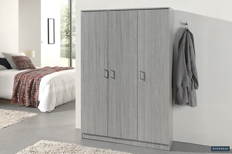 Armoire de rangement 'Ray' 3 portes et 4 étagères Chêne gris - 6410_5
