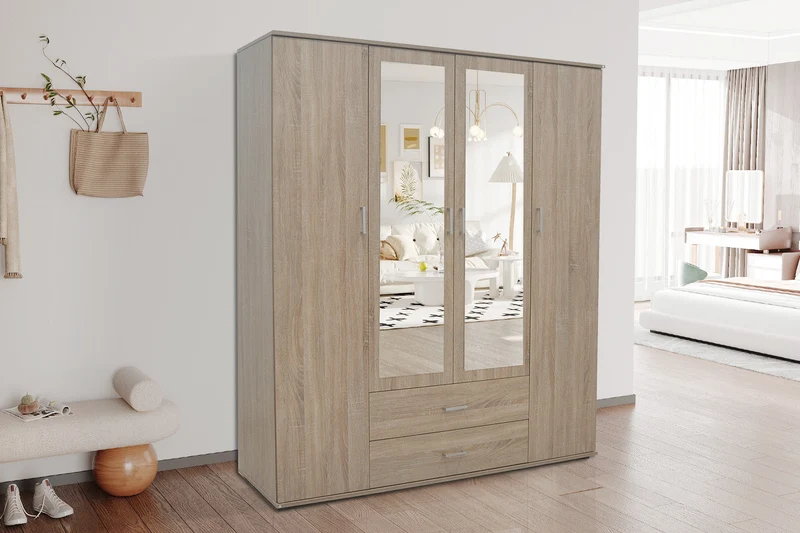 Armoire 'Marc' 4 portes avec 2 miroirs Sonoma - 6925_2