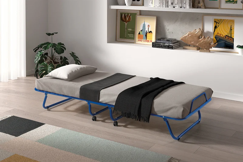 Lit pliable 'Safari' 80x190 cm métal bleu - 8911
