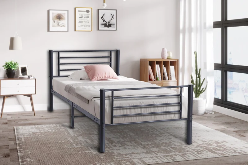 Lit 'Sammy' 90x200 Métal Gris foncé - 89509