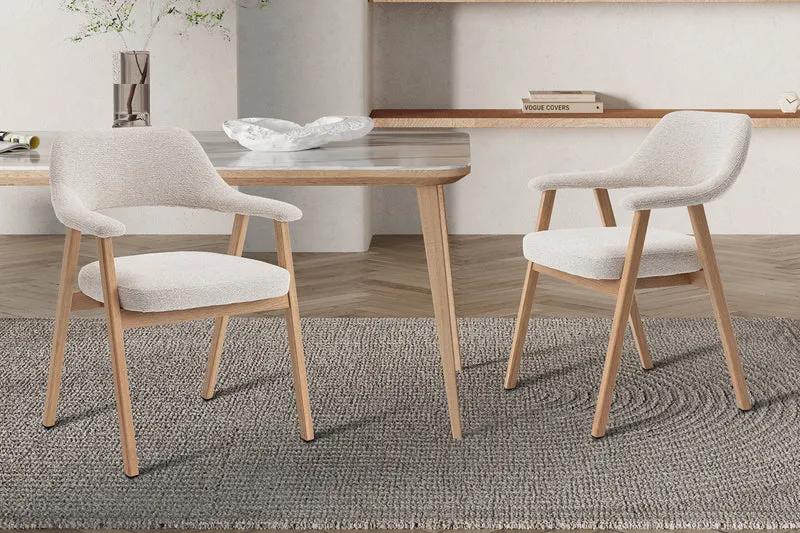 Chaise 'Coralie' Chêne Massif Tissu Ote Milan 103 Beige - 9301_1