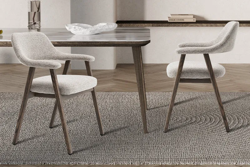 Chaise 'Coralie' Chêne Massif Fumé Tissu Ote Milan 130 Sable - 9301_2