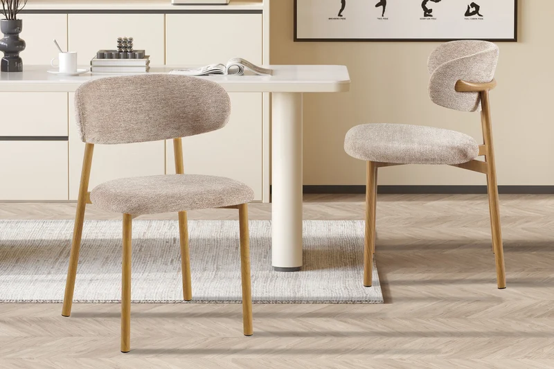 Chaise 'Coco' Naturel - Tissu Fabb Raven 30 Sable - 9303_2