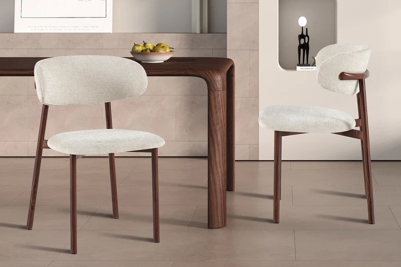 Chaise 'Coco' Noyer - Tissu Fabb Raven 24 Beige - 9305_1