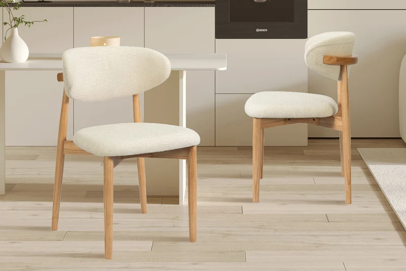 Chaise 'Clara' Frêne Naturel Tissu Ote Milan 103 Beige Monté - 9310_1