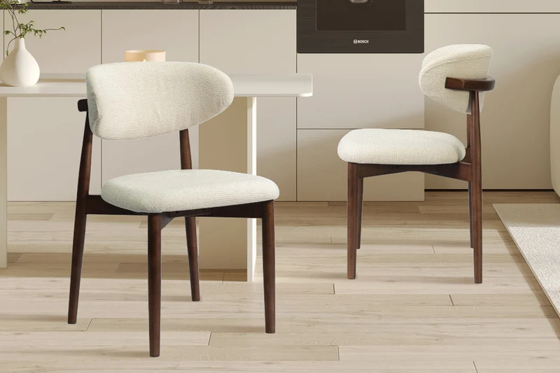 Chaise 'Clara' Frêne Noyer Tissu Ote Milan 103 Beige Monté - 9310_2