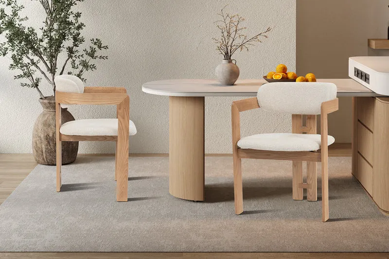 Chaise 'Camille' Frêne Naturel Tissu Ote Milan 103 Beige Monté - 9315_1