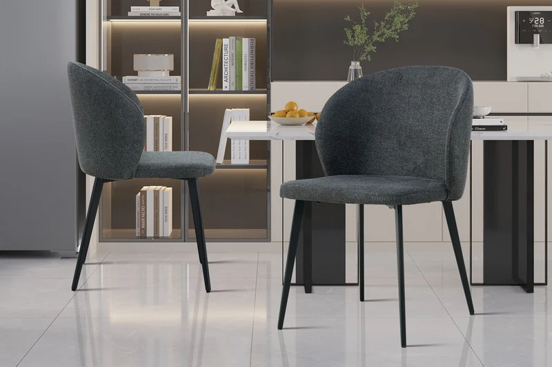 Chaise 'Toledo' Tissu Gris foncé - 9450_8