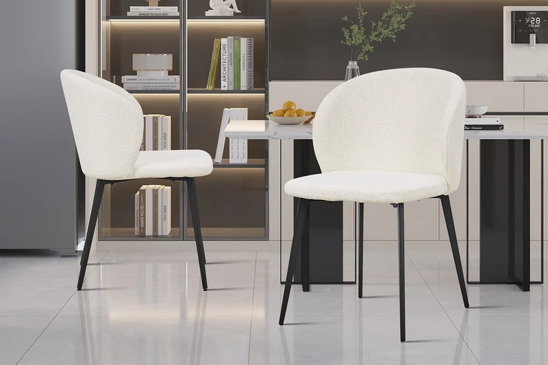 Chaise 'Toledo' Bouclé Blanc - 9450_9