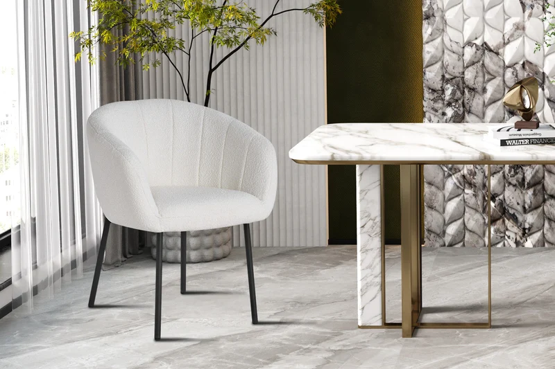 Chaise 'Sevilla' Bouclé Blanc - 9455_9