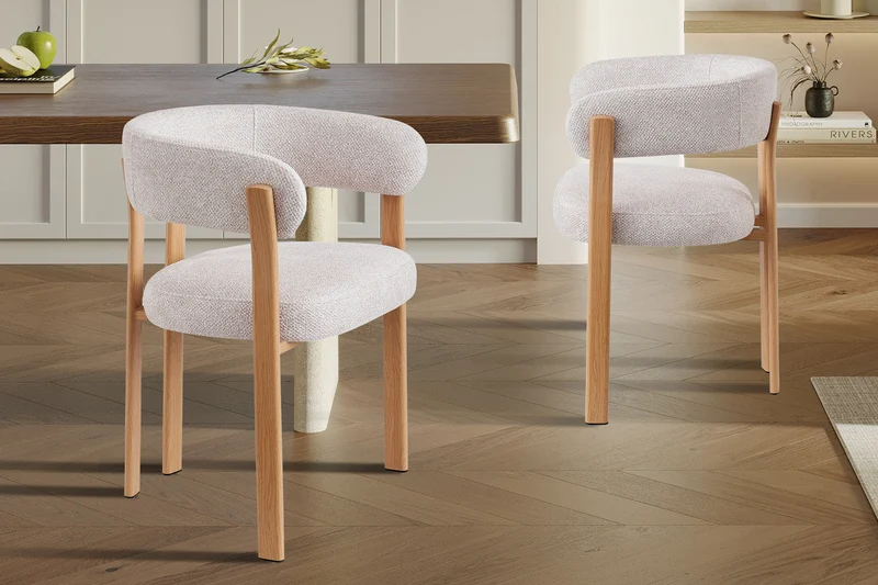 Chaise avec accoudoirs 'Julia' Naturel - Tissu Fabb Leo 23 - 9510_1