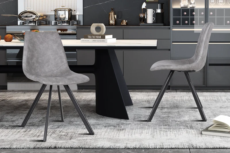 Chaise 'Emma' PU Gris foncé - 9602_3