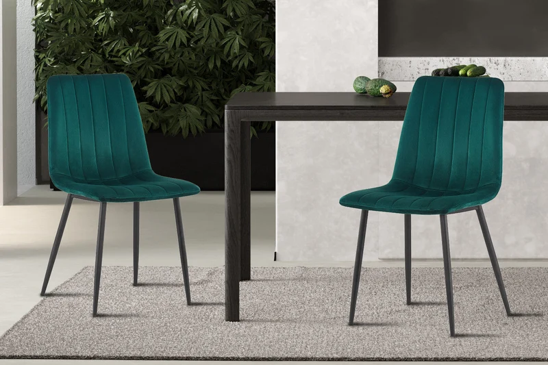 Chaise 'Willis' Velours Vert - 9660_1