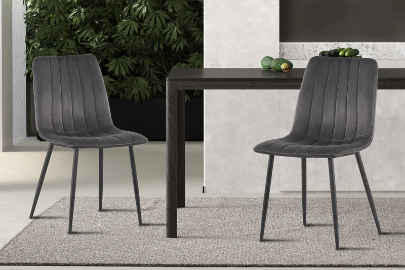 Chaise 'Willis' Velours Gris - 9660_3