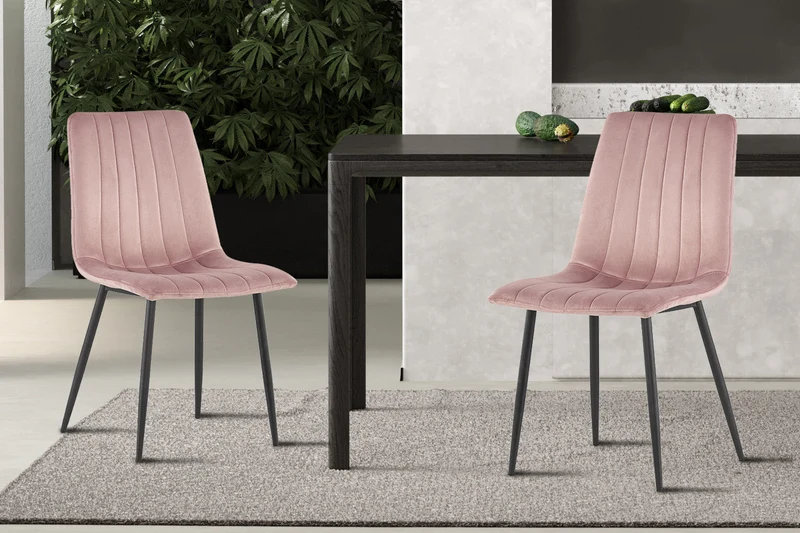 Chaise 'Willis' Velours Rose - 9660_5