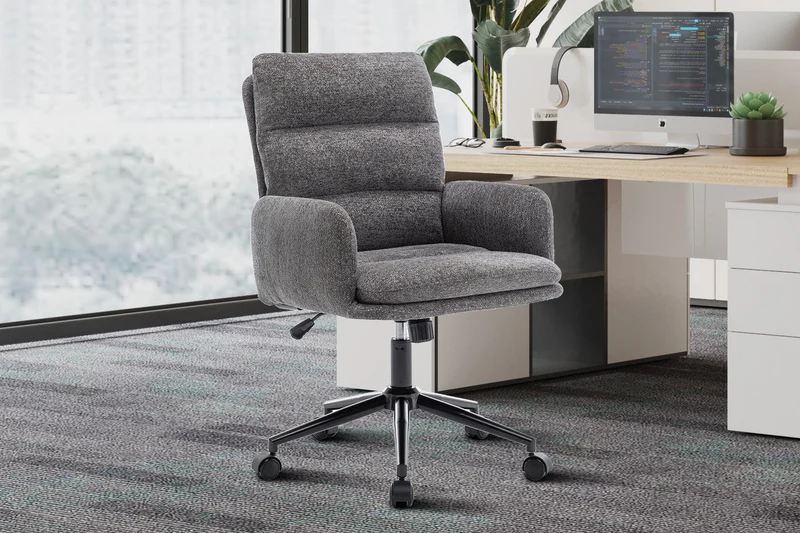 Chaise de bureau 'Aimé' Tissu Fabb Raven 13 Gris foncé - 9719_3