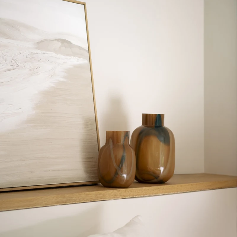 Vase - Verre fumé marron - TINA - 14x20 cm