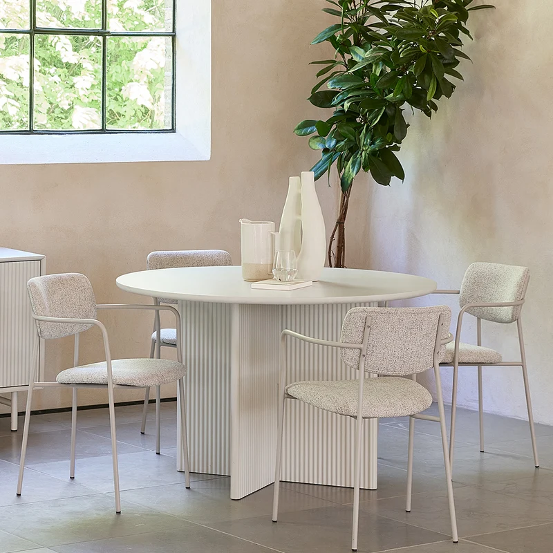 Table à manger ronde 4 personnes ø110 cm - Bois gris clair - MIRANO