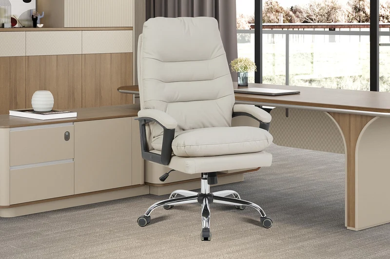 Chaise de bureau 'Daniel' Beige PU - 9765_2