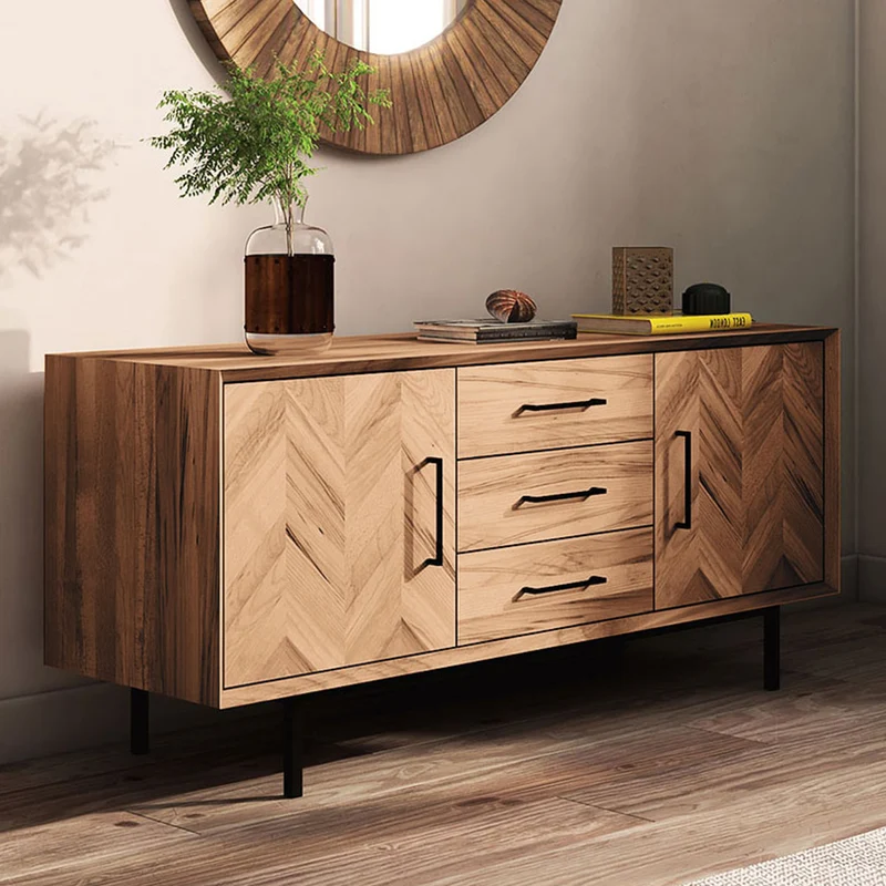Meuble bas 144 cm 2 portes - Bois massif hêtre - PAOLA