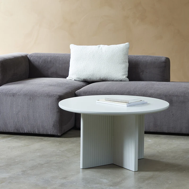 Table basse ronde ø80 cm - Bois gris clair - MIRANO