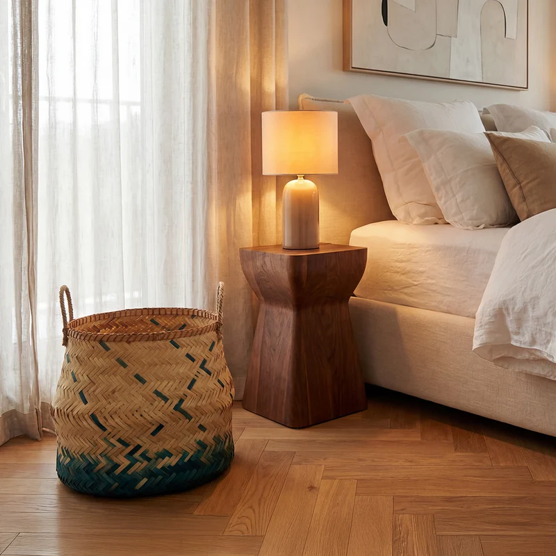 Panier bambou naturel - BLEU