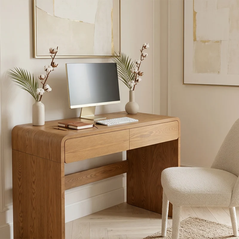 Console 90 cm 2 tiroirs - Bois foncé - BORGO