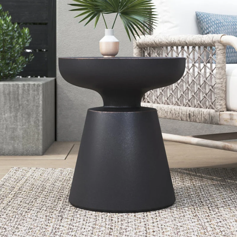 Table d'appoint ronde ø45cm - Effet ciment noir - NERO