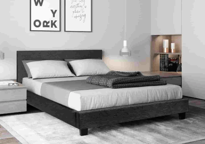 Lit double tissu noir - Soft