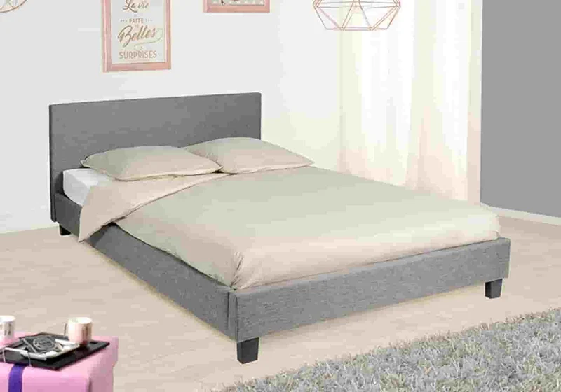 Lit double tissu gris - Soft