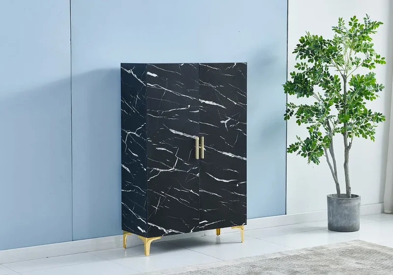 Meuble rangement marbre noir - Maya