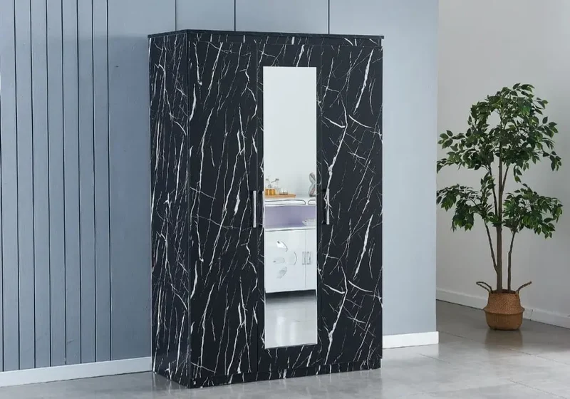 Armoire 3 portes marbre noir - Maya