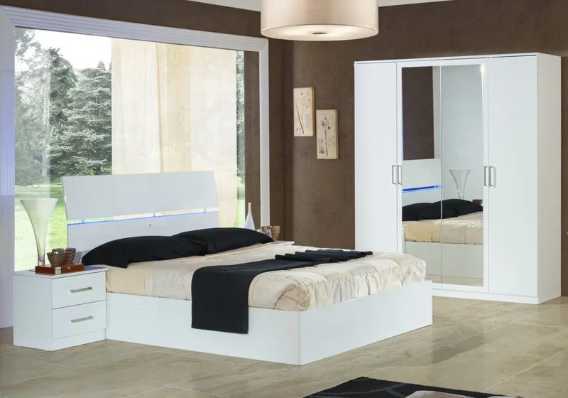 Chambre complète laquée blanc LUIS