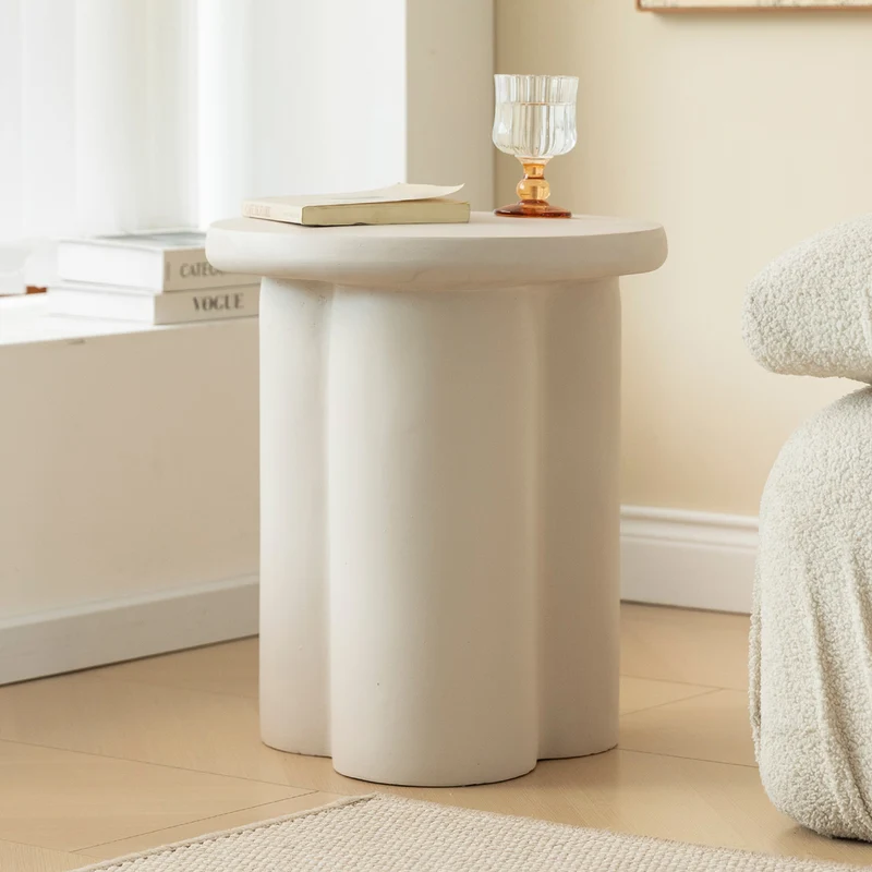 Table d'appoint ronde ø40cm - Effet ciment blanc cassé - ISCHIA
