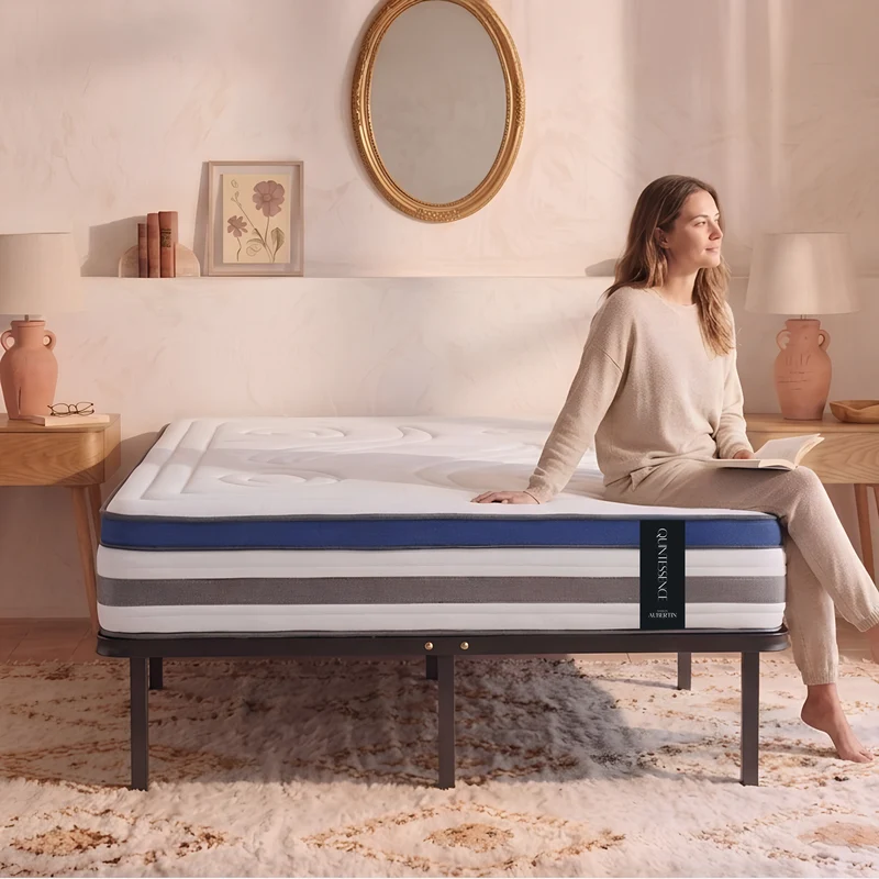 Ensemble QUINTESSENCE mémoire + sommier métal - 30 cm d'épaisseur - Accueil moelleux, soutien ferme