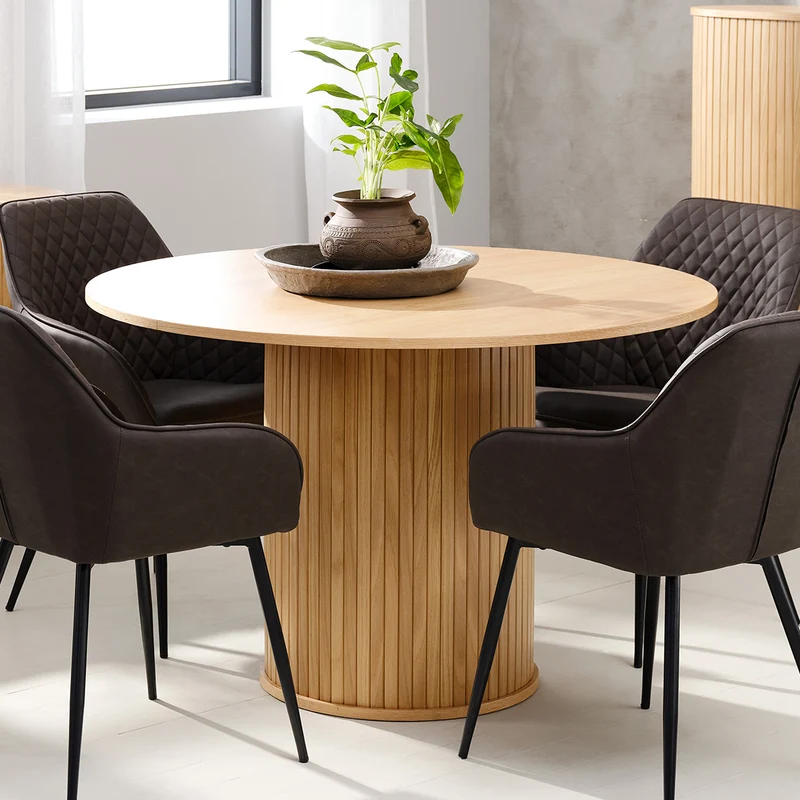 Table à manger ronde 4 personnes ø120 cm - Bois - ALBA
