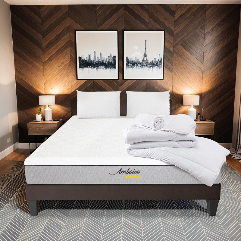 Pack Amboise - Matelas + Sommier + Accessoires - La chambre équipée en une fois - 24 cm d'épaisseur