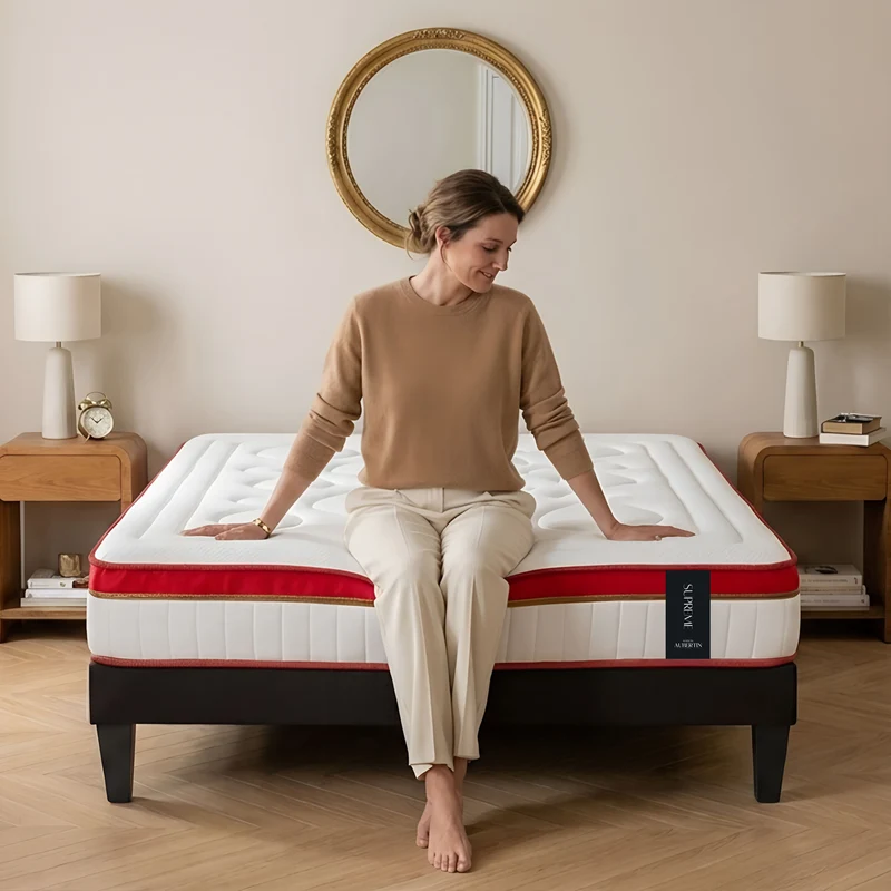 Ensemble Matelas SUPREME Mémoire et sommier tissu - 24 cm d'épaisseur - Accueil ferme, soutien ferme