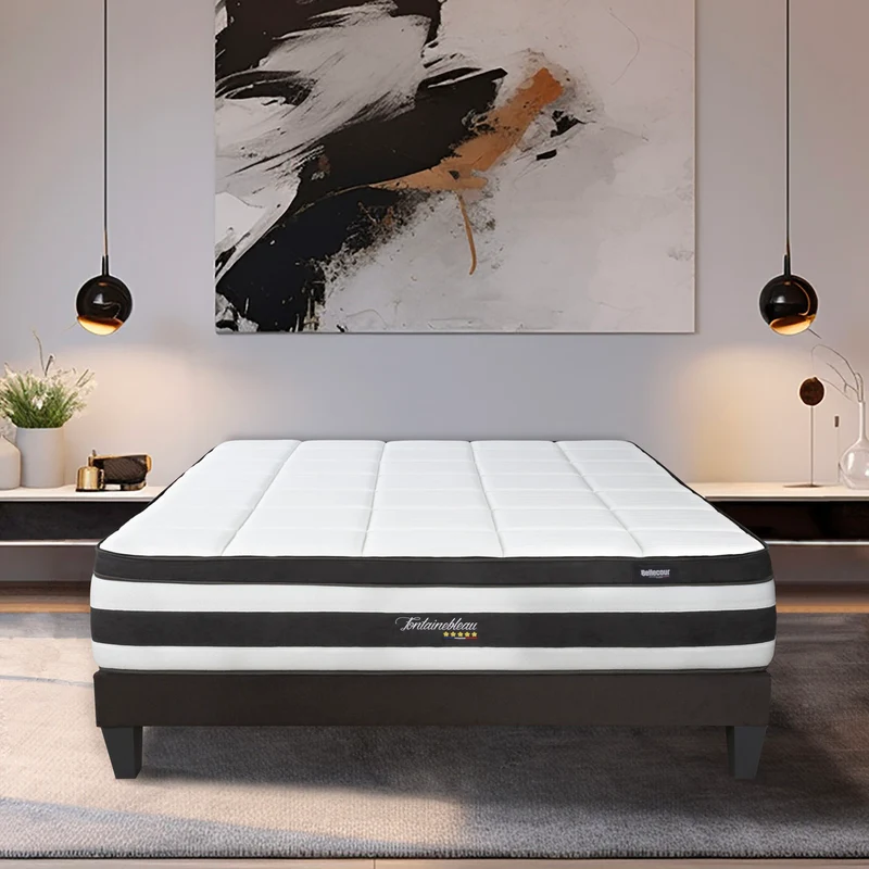 Matelas Fontainebleau - Ressorts ensachés + mémoire de forme - Moelleux puis ferme - 25 cm d'épaisseur