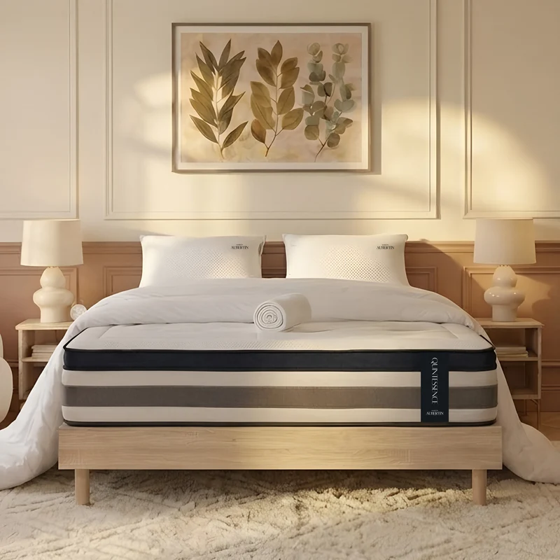 Ensemble literie QUINTESSENCE + accessoires - 30 cm d'épaisseur - Accueil moelleux, soutien ferme