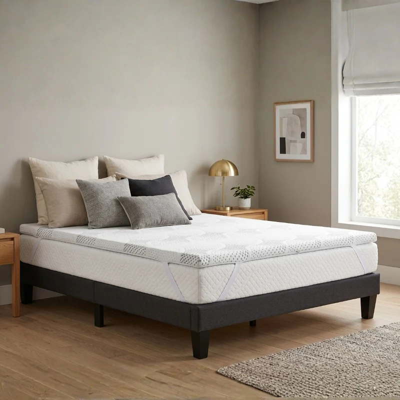 Surmatelas Viscotouch - Mémoire de forme + gel thermorégulant - Fabriqué en France - 5 cm d'épaisseur