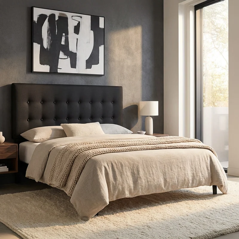 Tête de lit capitonnée Margot - Gris anthracite - Confort et élégance - 8 cm d'épaisseur