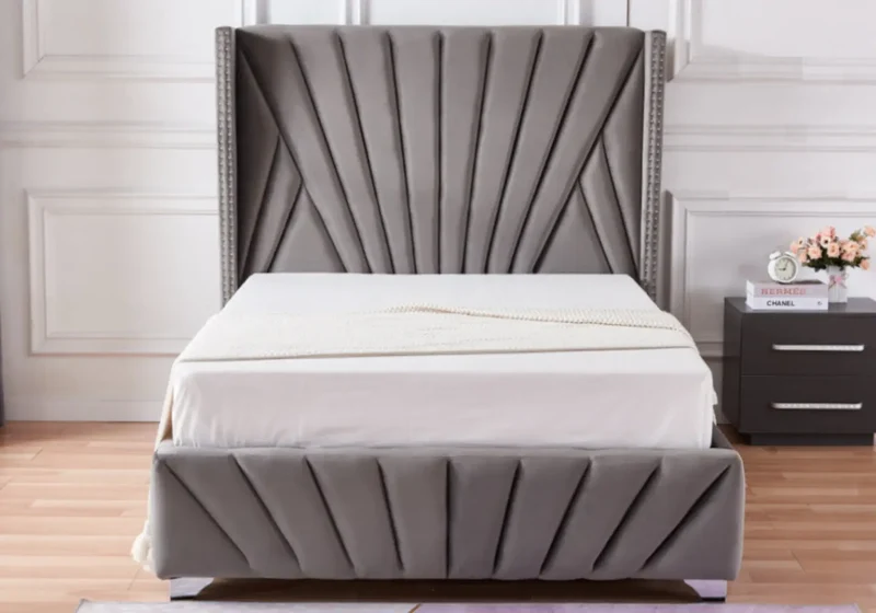 Lit king size velours gris - Diva