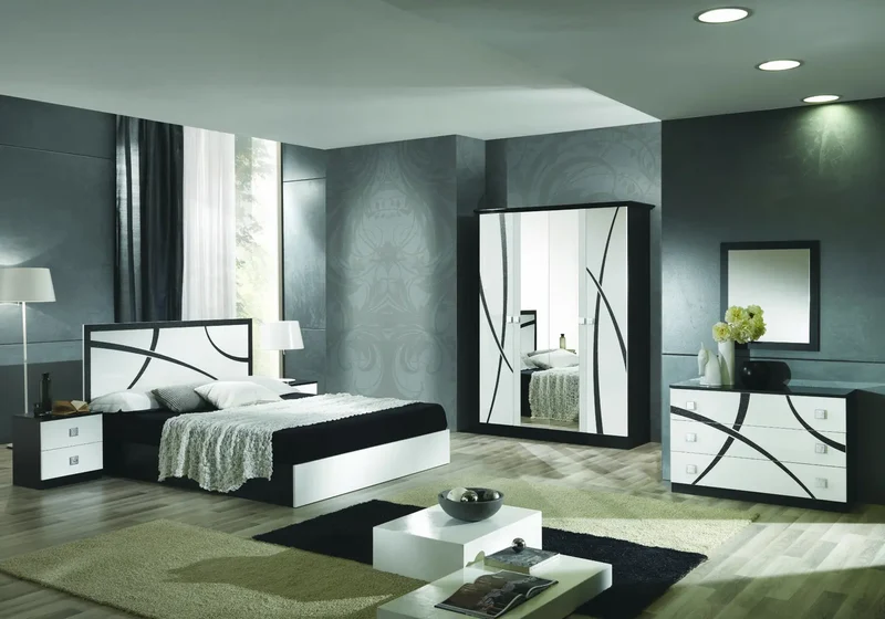 Chambre complète noir blanc MILANO