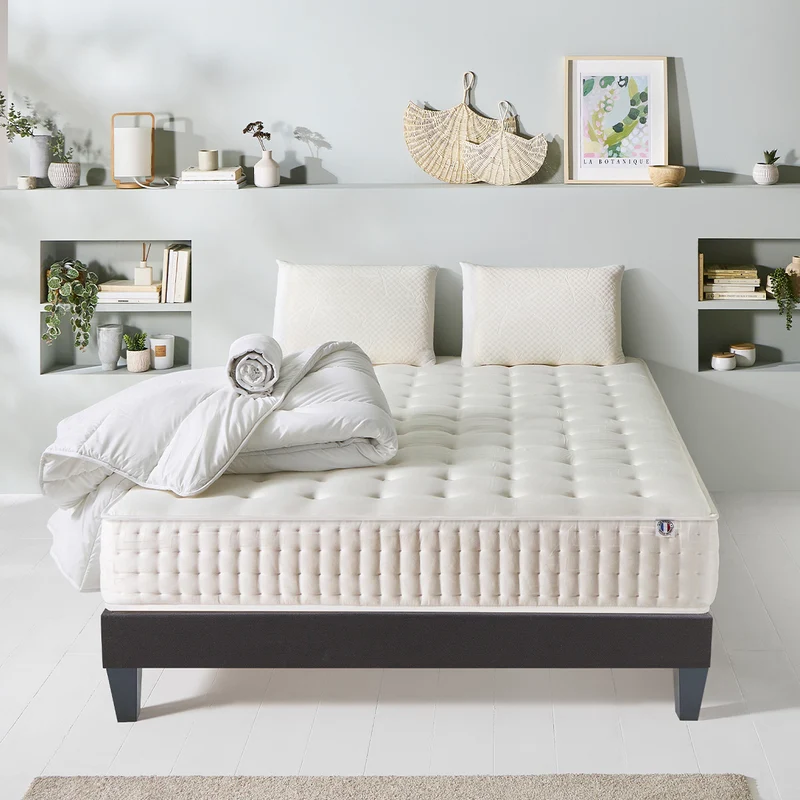 Pack prêt à dormir Apollon - Matelas + Sommier + Couette, oreillers, protège-matelas - 25 cm d'épaisseur
