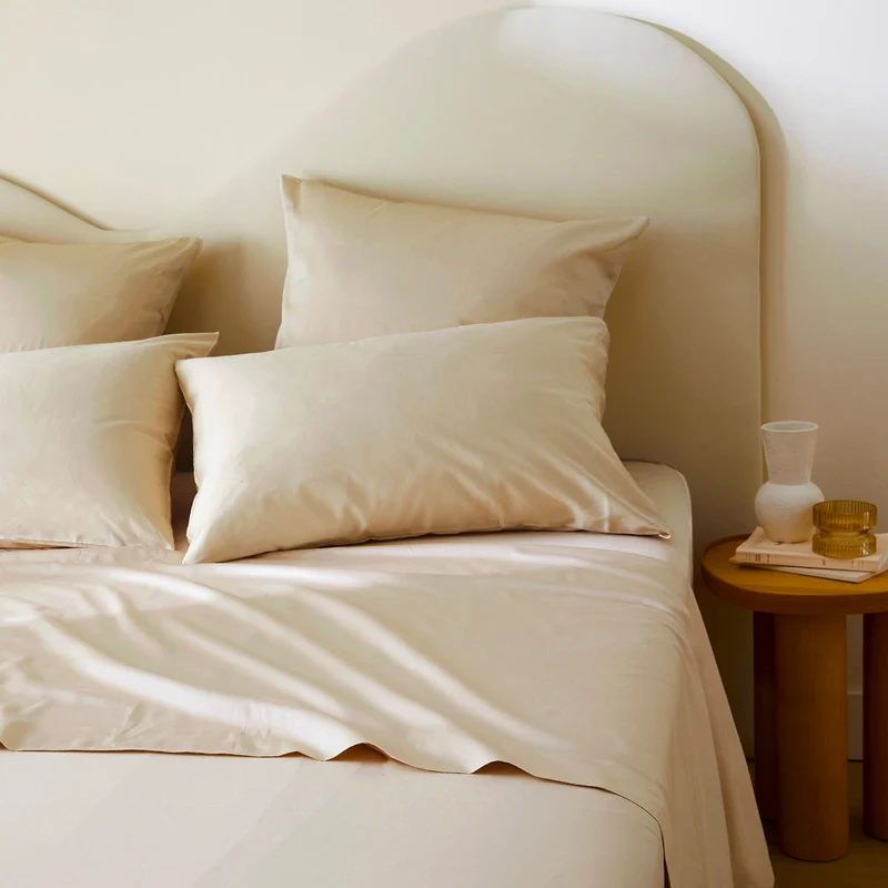 2 taies d'oreiller en satin de coton bio