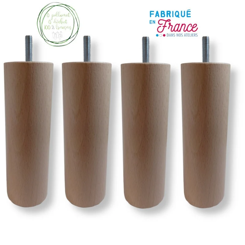 JEU DE 4 PIEDS DE LIT- BOIS VERNIS NATUREL